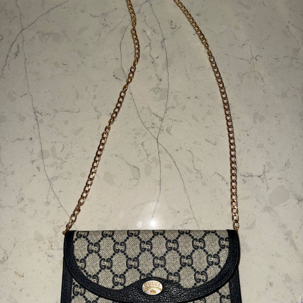 Gucci GG Plus Black and Cream Clutch/Wallet on Chain - Picture 5 of 9